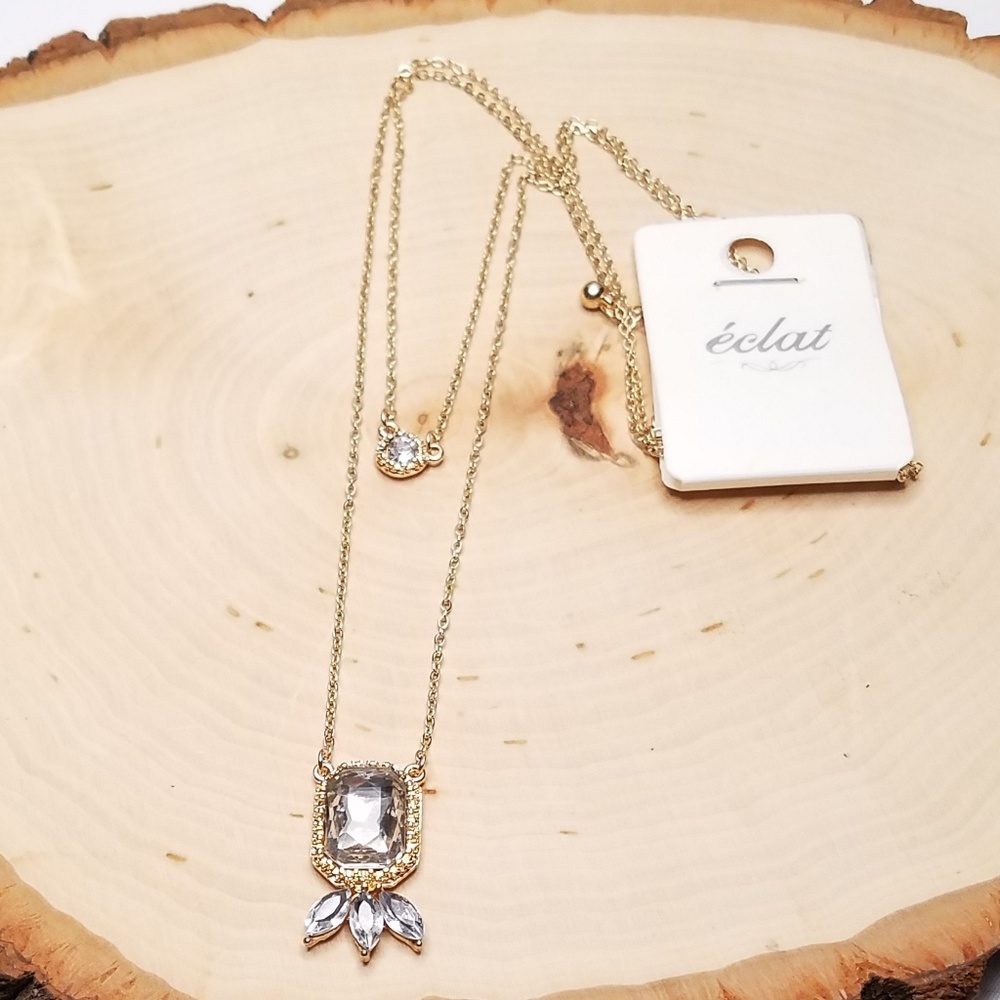 New Eclat Gorgeous Gold Double Strand Gem Necklace